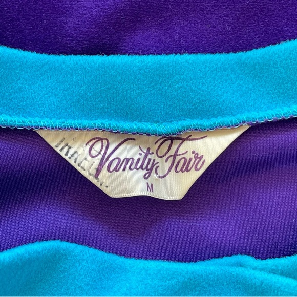 Vintage 60s Vanity Fair Velour Contrast Trim Space Age Button Up House Robe Coat - Picture 6 of 14